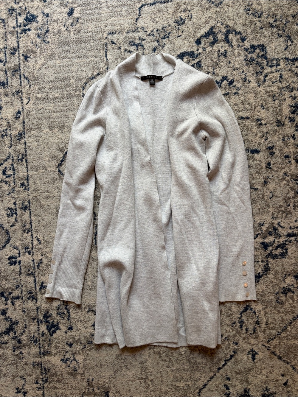 Cyrus Light Gray Open-Front Long Cardigan